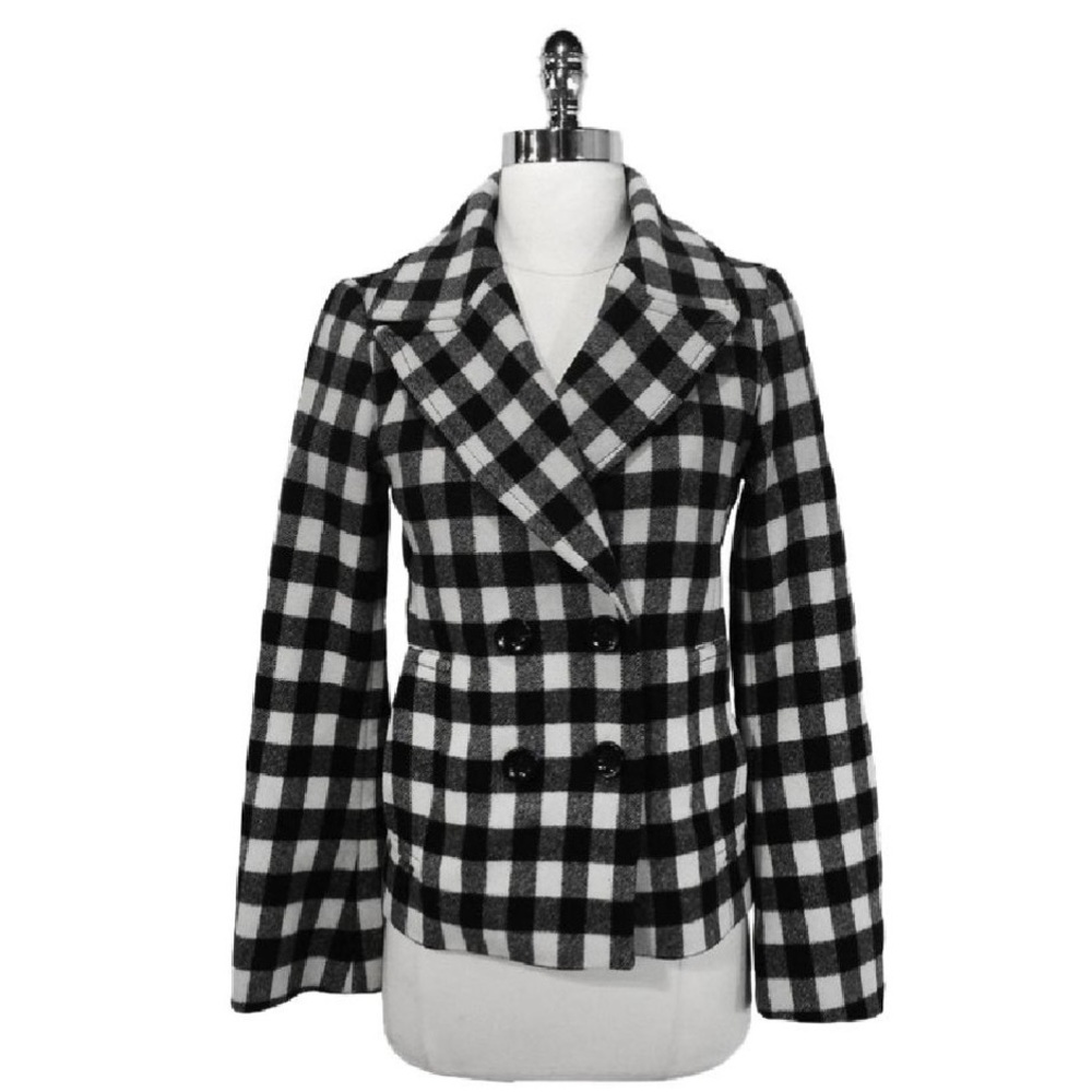 Club Monaco Checkered Wool Peacoat